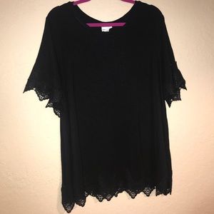 Ava & Viv soft blouse crochet detail sleeves & hem